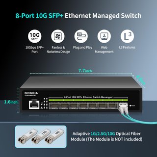 Switch Gestionable 10G NICGIGA 8 Puertos SFP