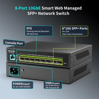 Switch Gestionable 10G NICGIGA 8 Puertos SFP