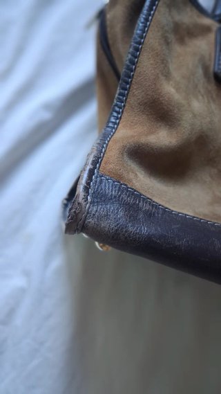 Bolso Loewe Piel Ante Marrón y Beige