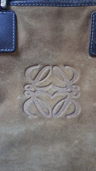 Bolso Loewe Piel Ante Marrón y Beige