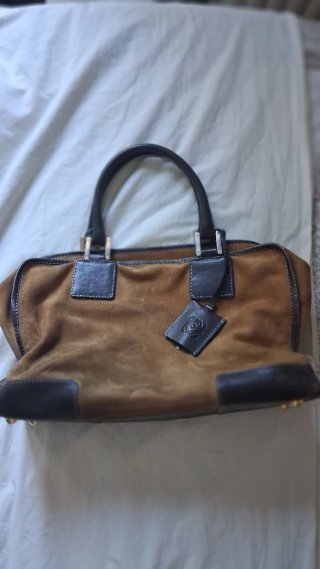 Bolso Loewe Piel Ante Marrón y Beige