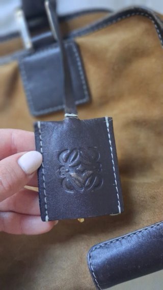Bolso Loewe Piel Ante Marrón y Beige