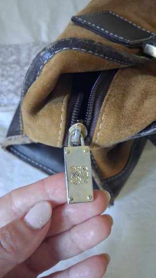 Bolso Loewe Piel Ante Marrón y Beige
