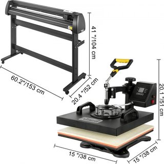 5 In1 Prensa Térmica 38.1 x 38.1 cm Capacidad de Transferencia 134.6 cm Cortadora Plotter de Vinilo Corte 3 Cuchillas