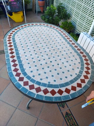 Mesa de jardín cerámica y metal