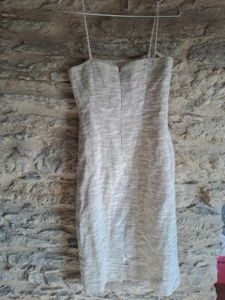Vestido midi lino rústico artesanal