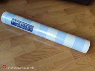 Papel pintado rayas azules y beige