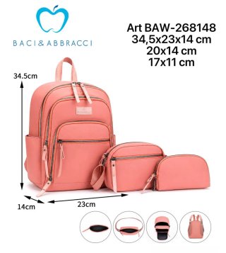 Set 3pz Zaino Baci & Abbracci vari colori