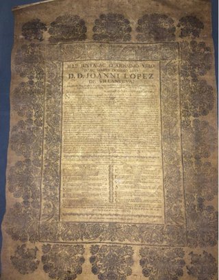 Pergamino de 1757 cartel de presentacion academico