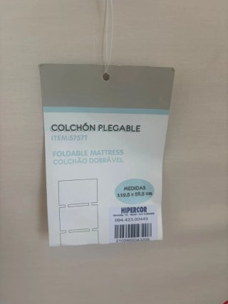 Colchón cuna viaje plegable 119,5x58,5