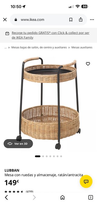 Carrito de servicio Ikea con ruedas Como nuevo