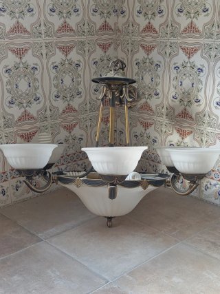 Conjunto 2 Lámparas Techo Salón Oro/Blanco