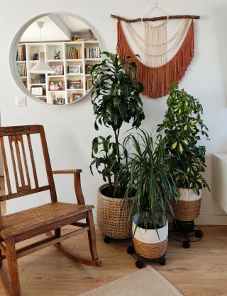 Tapiz Macramé 63x66cms con Cuentas de Madera