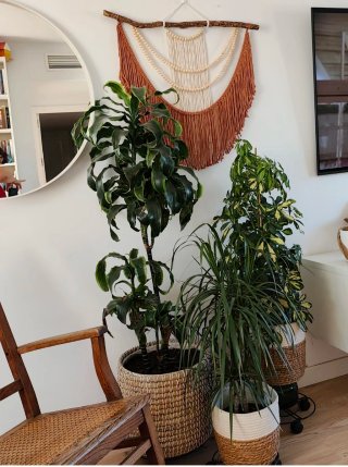 Tapiz Macramé 63x66cms con Cuentas de Madera
