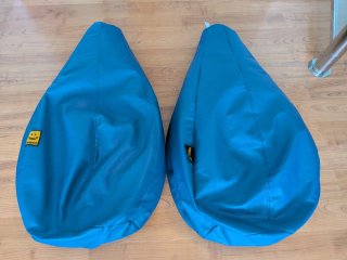 Puff Happers Azul Marino Piel Sintética Nuevos