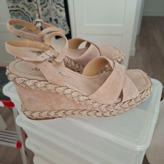 Sandalias Alma en Pena Piel Beige y Doradas
