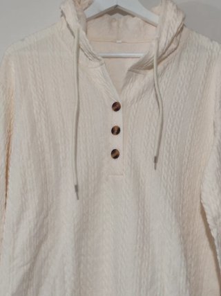 Jersey fino con capucha y botones mujer
