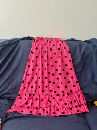 Falda flamenca lunares rosa, tejido ligero y fresc