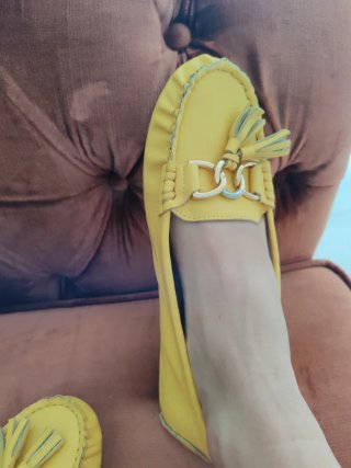 vibrant yellow Dune London leather loafers