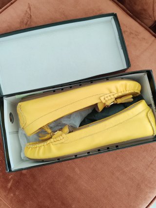 vibrant yellow Dune London leather loafers