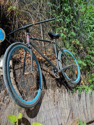 Bicicleta Kamikaze Negra Ruedas Azules
