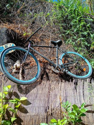 Bicicleta Kamikaze Negra Ruedas Azules