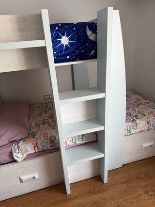 Cama litera infantil con armario y cajones