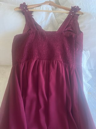 Vestido largo fiesta granate/burdeos
