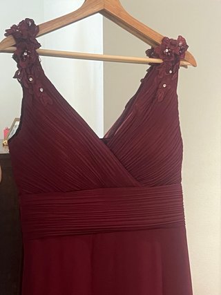 Vestido largo fiesta granate/burdeos