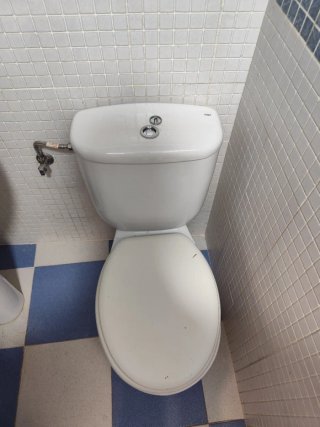 Váter y lavabo ambos roca, espejo y aplique