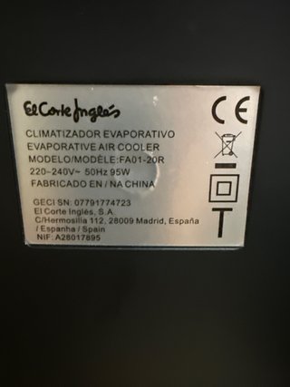 Climatizador evaporativo , El Corte Ingles