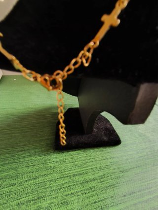 Collar Cruz Turquesa y Perlas Cadena Larga