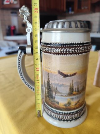 Boccale birra ceramica peltro landscape
