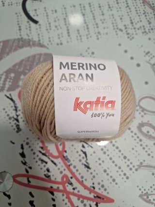 Ovillo KATIA Lana Merino Aran Beige
