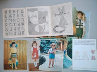 16 Cartoline Schemi Uncinetto Maglia Vintage Russa