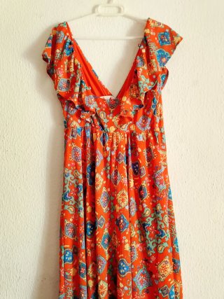 Vestido largo estampado naranja