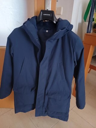Abrigo niño azul liso talla 11-12