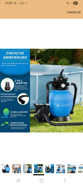 FOTING Filtro de Arena para Piscina Nuevo