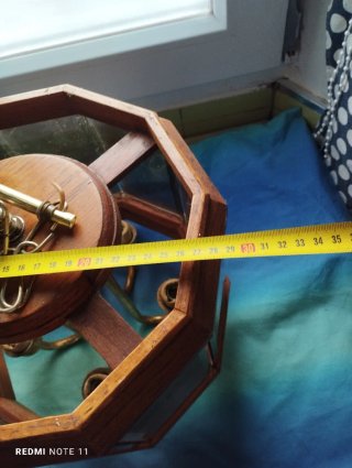 Lámpara vintage madera y cristal