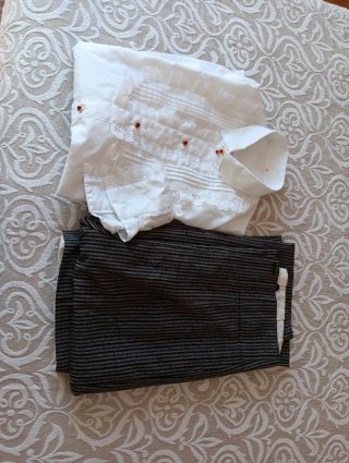 Traje campero blanco y gris