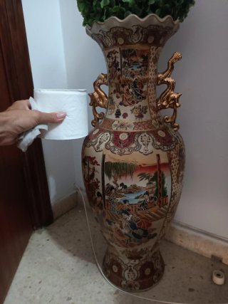Jarrón grande Chino Cerámica Dorado