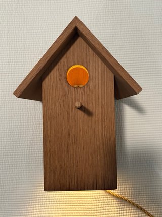 Lámpara casita de pájaros de madera