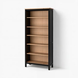 Estante libros negra-marrón/marrón claro 90x197