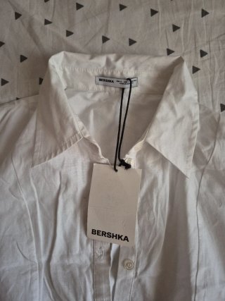 Camisa Bershka Blanca Manga Larga