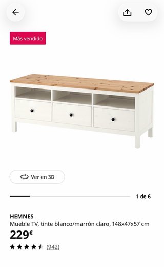 Conjunto muebles IKEA HEMNES: mueble TV + vitrina