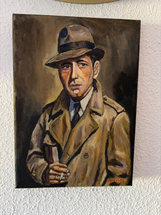 Cuadro al óleo estilo noir Humphrey Bogart
