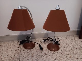 2 Lamparillas de noche tela y metal
