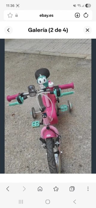 Bicicleta infantil rosa con unicornio
