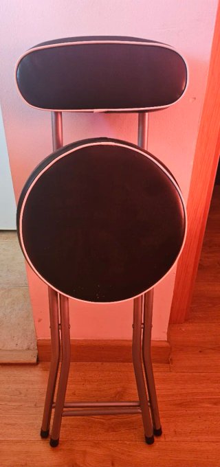 Taburete Plegable Negro y Plateado