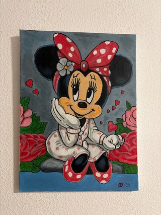 Cuadro al óleo Minnie Mouse con rosas